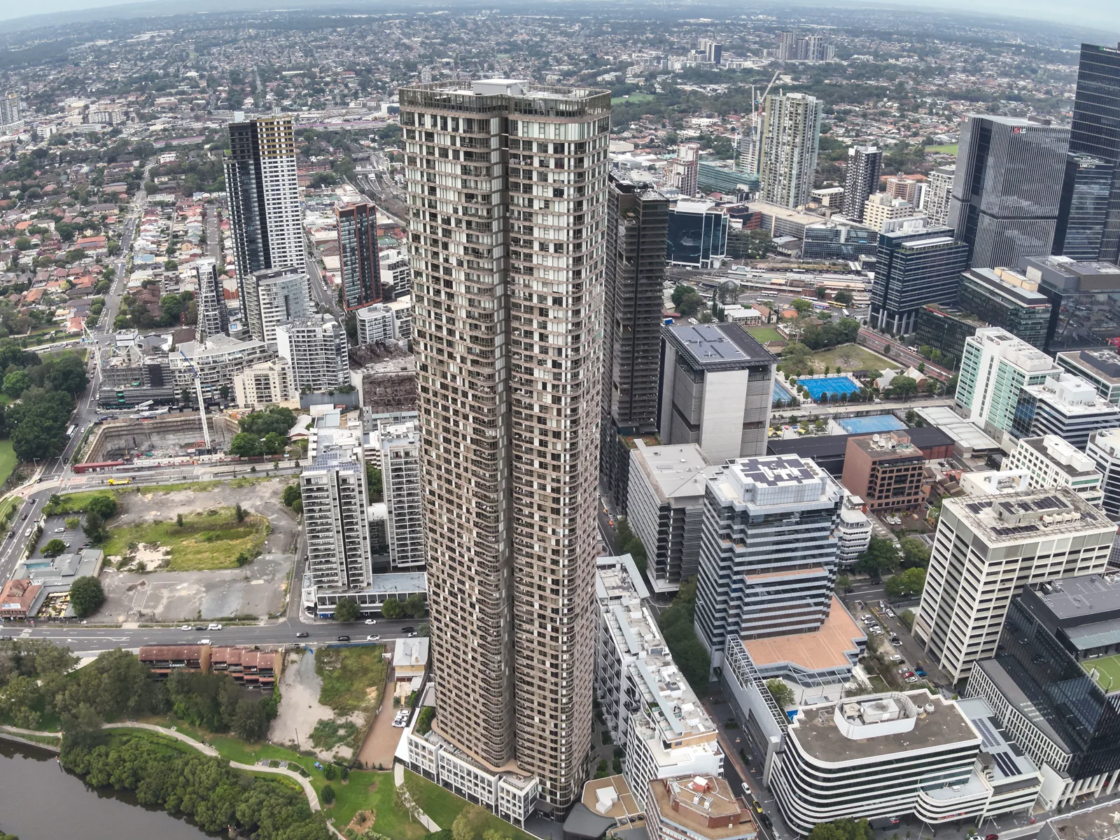 Meriton Towers Parramatta high-rise façade inspection in progress
